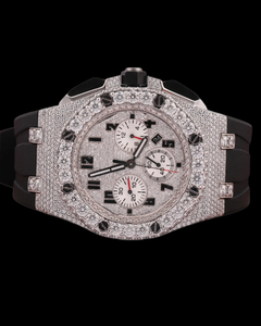 Reloj de Lujo Personalizado de Fábrica con Diamantes de Moissanita Redondos, Correa de Goma Negra, Esfera Multifuncional y Bisel, Regalo para Hombre - Product Image 1