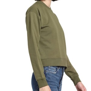 Sudadera de Cuello Redondo Color Verde Oliva para Mujer, Manga Larga, Informal, Tejida, 100% Algodón, para Otoño - Product Image 3