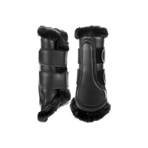 Premium Leather Horse <b>Brushing</b> Boots Red Brown <b>Suede</b> Toe Protection - Product Image 4