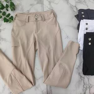 Women's High Rise <b>Equestrian</b> Pants Solid Color Slim Fit With Standard Pockets Buckle Closure Riding Wear - Product Image 6
