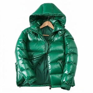 Veste matelassée brillante personnalisée par le fabricant, manteau d'hiver rembourré, doudoune unisexe zippée, coupe-vent noir pour l'extérieur - Product Image 2