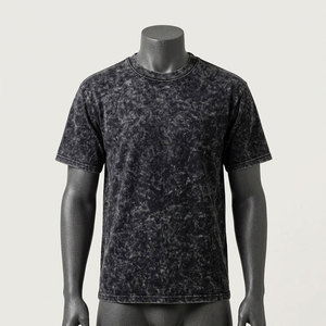 T-shirt en coton décontracté à col rond et manches courtes pour hommes, anti-rides, écologique, coupe oversize, effet délavé - Product Image 4