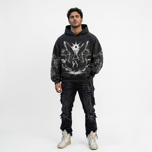 Sudadera con Capucha Extra Grande Personalizada para Hombre, 460 GSM, 100% Algodón Lavado, Lisa, Bordada, Estilo Urbano, Venta al Por Mayor - Product Image 4