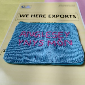 Beaded Cotton <b>Coin</b> <b>Purse</b> Anglesey Ynys Mon Zipper Closure Handmade Soft Eco-Friendly Unisex Simple Style Blue for Letter - Product Image 6