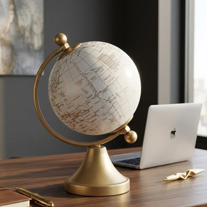 Globo Terráqueo Moderno para Escritorio, Mapa del Mundo en Negro y Plateado |   Trípode de Aluminio Dorado |   Globo Terráqueo Educativo para Decoración de Escritorio de Oficina y Mesa de Estudio - Product Image 5