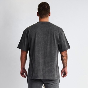 เสื้อยืดผ้าฝ้าย100% สำหรับผู้ชายเสื้อยืดธรรมดาทรงโอเวอร์ไซส์พิมพ์โลโก้ตามสั่งสไตล์สตรีทแวร์วางไหล่คอกลม - Product Image 2