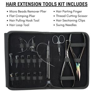 Kit complet d'outils d'installation d'extensions capillaires avec dissolvant de micro-perles, outil à boucles pour cheveux, crochet à cheveux, ciseaux à fils - Product Image 2