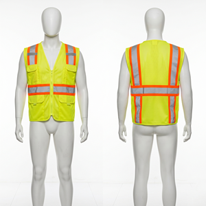 Gilet de sécurité en maille polyester premium 120 GSM, jaune fluo, orange, panneaux réfléchissants, logo personnalisé - Product Image 1