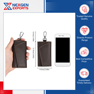 Portefeuille porte-clés en cuir PU multifonctionnel, taille personnalisée, qualité exceptionnelle, directement de l'usine, origine Inde. - Product Image 5