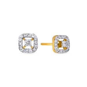 Boucles d'oreilles clous en or jaune 18 carats avec diamants ronds taille brillant cultivés en laboratoire, bijoux élégants de créateur pour femmes - Product Image 2