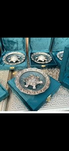 Metal Tortoise on Glass Plate with Premium Velvet <b>Box</b> Handcrafted Silver Oxidized Feng Shui Kachua Plate for Vastu Shastra - Product Image 1