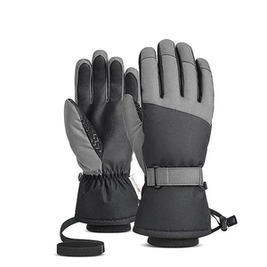 Gants de ski à doigts entiers, violet clair, polyester, isolés thermiquement, fermeture à cordon, unisexe, hiver, extérieur - Product Image 2