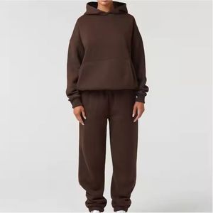 Plus size luxury tracksuit French terry cotton set Oversized plain hoodie Blank tracksuit jogger with <b>puff</b> printing logo - Product Image 1