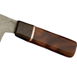Couteaux de cuisine en acier Damas faits à la main avec manche en bois de qualité supérieure, lame large et tranchante pour la cuisson professionnelle des légumes et de la viande - Product Image 2