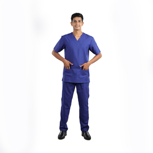 Hot Sale <b>Spark</b> Clothing Unisex Red Scrub Set V-Neck Top Pants Hospital Uniform Needle Detection Seamless Fusing Fleece <b>Fabric</b> - Product Image 2