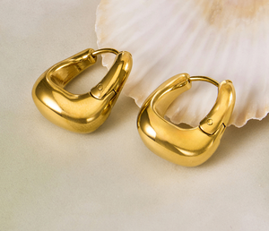 Aros de Acero Inoxidable Chapados en Oro de 18K, Geométricos, Hipoalergénicos, Resistentes al Agua, Joyería Moderna para Mujer, para Fiestas y Uso Diario - Product Image 1
