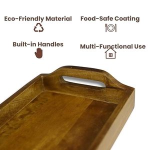 Bandeja Rectangular Moderna de Madera para Servir con Asas Laterales, Acabado Personalizado, Decoración Artesanal para el Hogar - Product Image 2