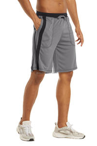 Pantalones cortos transpirables para gimnasio, pantalones cortos transpirables de secado rápido con cordón para correr, bolsillos con cremallera, pantalones cortos de malla para correr, Fitness, entrenamiento atlético, gimnasio - Product Image 3