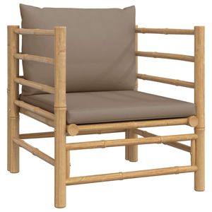 Conjunto de Muebles de Jardín Grandes en Color Taupe, de Bambú y Tela (100% Poliéster), Sofás Elegantes de 100% Poliéster para Uso en Exteriores - Product Image 6