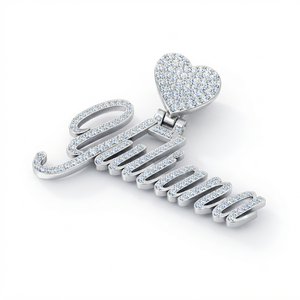 Collier unisexe Hip Hop en argent 925 plaqué or avec pendentif lettre initiale personnalisée, fermoir cœur et moissanite taille brillant - Product Image 1