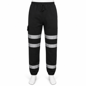Pantalon de travail réfléchissant haute visibilité pour homme, noir, cargo, jogger, pantalon de sécurité multi-poches, vêtements de travail de construction, pantalon de survêtement - Product Image 1