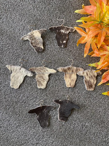 Western Stylish Handmade Cowhide Fur Leather <b>Earrings</b> Genuine Hair on Hide Cute <b>Earrings</b> - Product Image 5