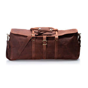High Quality 100% Genuine <b>Leather</b> Luxury Sport Durable Portable Waterproof Brown Double Handles Zipper Closure Travel <b>Duffle</b> <b>Bag</b> - Product Image 1