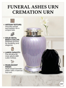 Urna Funeraria de Aluminio Esmaltado con Tapa Roscada Segura y Diseño Único con Patrón de Ondas |   Urna Funeraria Resistente para Cenizas Humanas de Adultos - Product Image 6