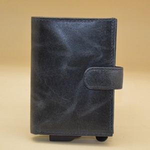 Cartera de Cuero Genuino, Corta, Plegable, Hecha a Mano, Estilo Minimalista, Unisex, Cierre de Hebilla, Uso Diario - Product Image 1