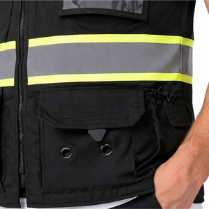 เสื้อกั๊กนิรภัยสะท้อนแสงสีดำสำหรับผู้ชาย มีหลายกระเป๋า ทนทาน ใช้งานได้จริง สวมใส่สบาย มืออาชีพ เชื่อถือได้ ป้องกันได้ดี - Product Image 5