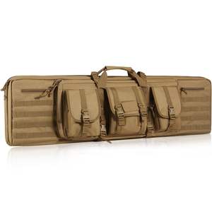 Sac tactique de tir en plein air souple marron de 36 pouces, double fermeture éclair verrouillable pour armes à feu, poignée portable, bandoulière, 3 grands compartiments de rangement - Product Image 1