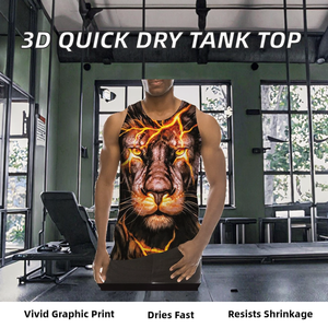 REHEXIMPEX 2026 Camiseta sin mangas para hombre, impresa en 3D, de secado rápido, elástica y perfecta para entrenamientos. - Product Image 3