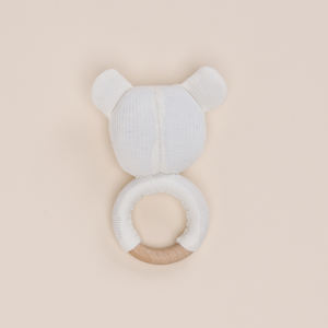 Premium Quality Organic Bamboo White Rattle Toy for Baby - Product Image 2