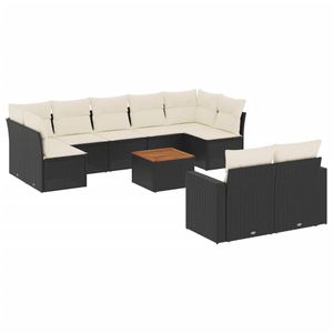 Grand ensemble de canapés de jardin en rotin PE noir avec pieds réglables, canapés de jardin réglables - Product Image 2