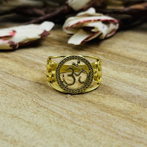 Trendy Design Om Boho Brass Wedding Jewelry Women 18k Gold Plated Religious Spiritual Yoga <b>Statement</b> <b>Ring</b> Wholesale/OEM/ODM - Product Image 6