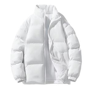 Chaqueta Acolchada de Mezclilla Blanca para Hombre, Estilo Vintage, Teñida, Transpirable, Ecológica, 100% Algodón, Cuello Alto - Product Image 1