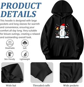 เสื้อฮู้ดดี้โอเวอร์ไซส์พรีเมียมสำหรับผู้ชาย ผ้าฝ้ายฟลีซหนานุ่ม สกรีนโลโก้ได้ สไตล์สตรีทแวร์ลำลอง แฟชั่นเสื้อสเวตเชิ้ต - Product Image 5