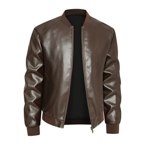 Blouson Moto Vintage en Cuir pour Homme Hiver 2026 – Col Montant Uni, Fermeture Éclair, Coupe-Vent, Écologique et Respirant - Product Image 3