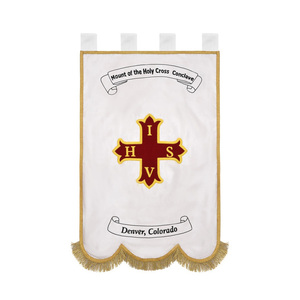 Drapeau de la Croix Rouge de Constantine, bannière personnalisée pour conclave maçonnique, drapeau de la Loge Blanche avec franges dorées - Product Image 1