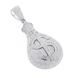 Colgante de Moissanita de Plata 925 de Alta Calidad Personalizado, Joyería Hip Hop, Colgante de Bolsa de Dinero con Diamantes de Moissanita - Product Image 2
