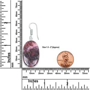 Women's Jewelry 100% Handmade Indian Silver Charm Earrings Rhodonite Gemstone Rhodium Silver Plated Cute Design for Party Wear - Product Image 2