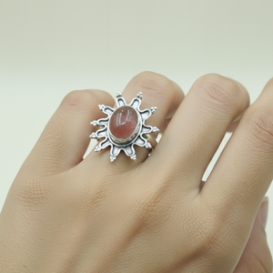 Bague en Pierre de Soleil Naturelle Effet Rayon de Soleil, Argent Sterling 925 Plaqué Or Rose et Or Jaune, Bijou Artisanal Tendance, Style Bohème Vintage, Cadeau pour Elle - Product Image 2