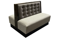 Banc de restaurant double commercial rembourré en vinyle avec base en bois |   Banquette rembourrée sur mesure pour café et hôtel