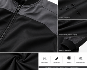 Chaqueta Bomber Negra y Gris Personalizada para Hombre, Chaqueta de Vuelo con Cierre, Resistente al Viento, Ligera, de Poliéster, Informal, para Invierno, Fabricación OEM ODM - Product Image 5