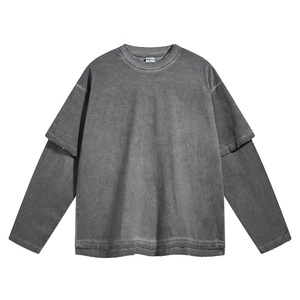 เสื้อยืดโอเวอร์ไซส์คุณภาพสูง ป้องกันการหดตัว ดีไซน์ลำลองแบบกำหนดเอง บริการ OEM สำหรับทุกเพศ ผ้าฝ้ายเจอร์ซีย์สองชั้น ซักแล้ว ใส่สบาย - Product Image 2