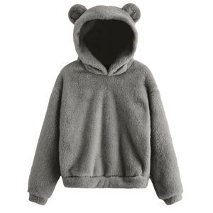 Hermosa Sudadera con Capucha de Invierno Bordada con Oso de Peluche, Diseño 3D, Sudadera de Forro Polar, Linda Sudadera con Capucha de Oso Informal Unisex a la Moda para Mujer - Product Image 1