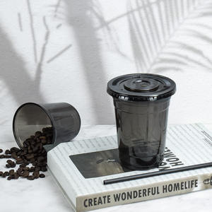 Gobelet à café glacé jetable en plastique transparent <span class=keywords><strong>noir</strong></span> PET de 12 oz, 16 oz, 22 oz avec couvercles, imprimé avec un logo personnalisé - Product Image 5