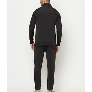 Custom Mdae Men's Black Full Zip Tracksuit With Front Logo Print Breathable Polyester Sporty <b>Jogging</b> Set Autumn Wear Regular Fit - Product Image 4