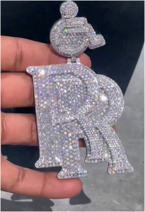 Collier personnalisé Hip Hop en argent 925 avec pendentif lettre Double R serti de diamants VVS Moissanite, style Iced Out - Product Image 5