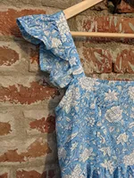 Robe longue d'été élégante à col carré, volants, sans manches, taille haute, imprimé floral, en coton tissé pour femme